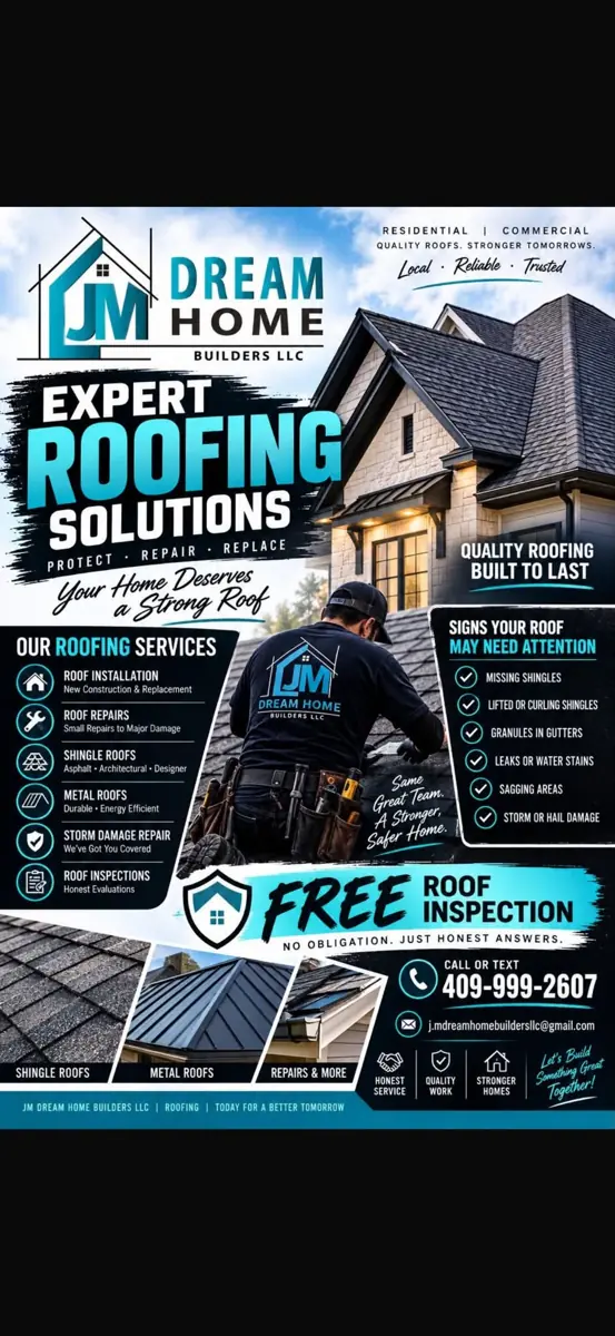 JM Dream Home Builders roofing flyer
