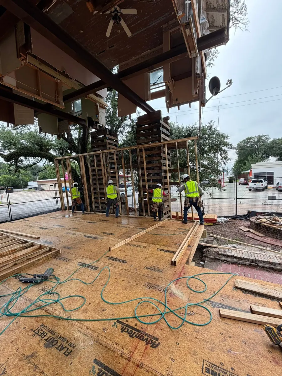 Decking and framing under a raised house